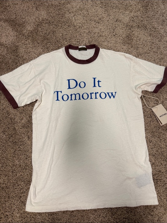 MOTHER Tops - MOTHER Lowdown Ringer Tee Do It Tomorrow